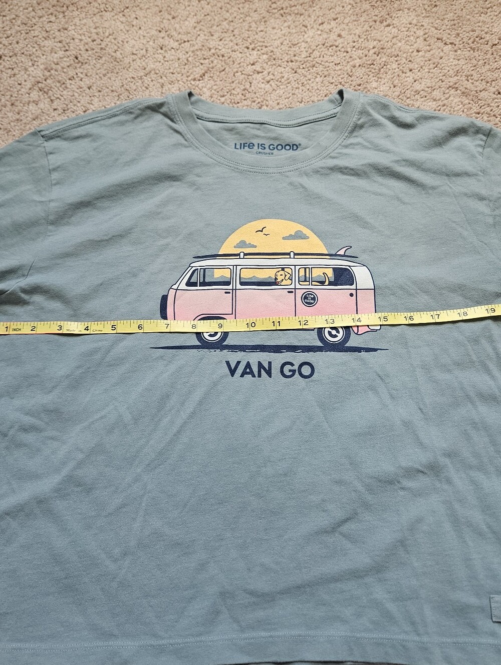 Life is Good long-sleeve Shirt "Van Go" camper graphic Golden Lab Cotton Dog Med - Picture 6 of 10